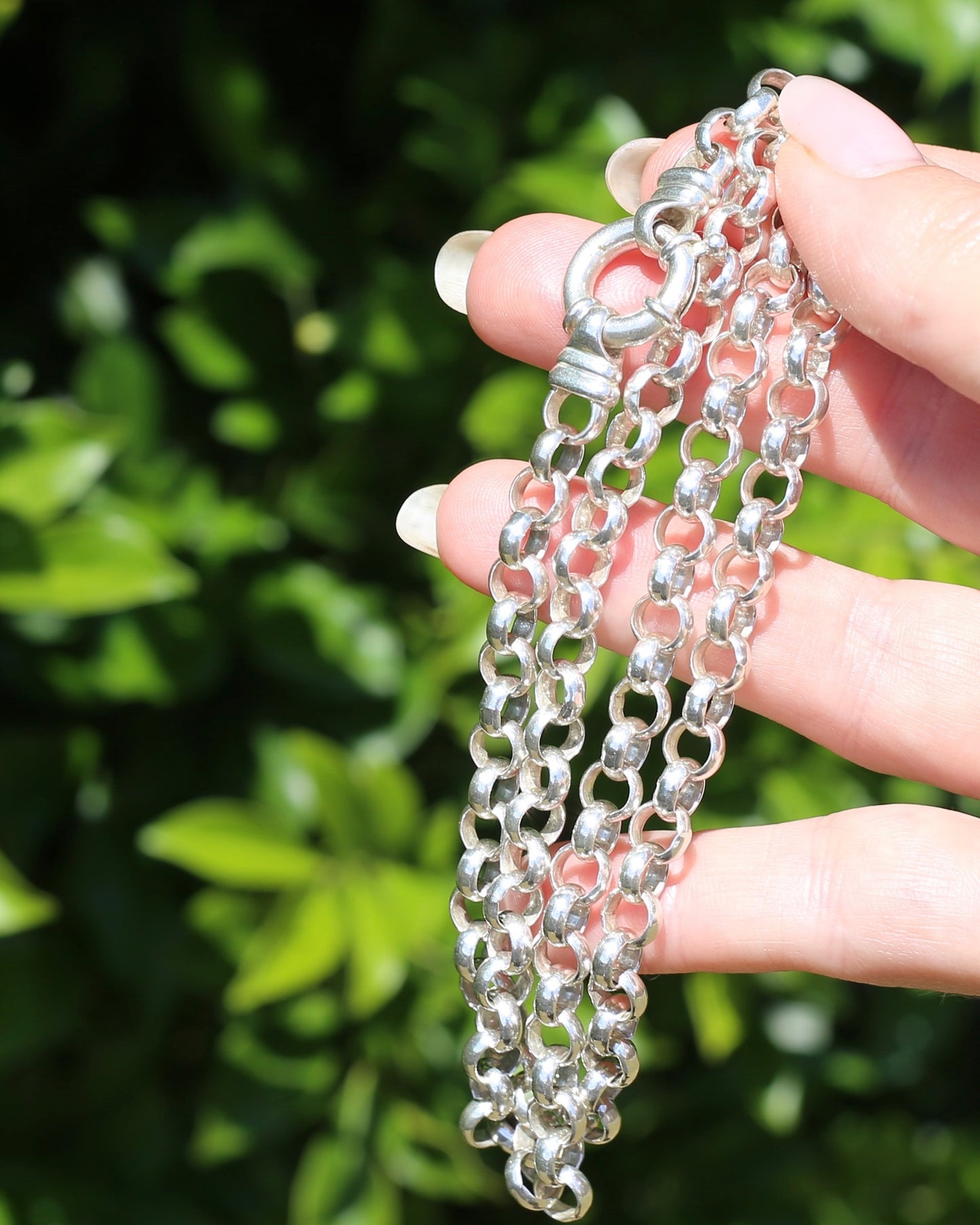 Chunky Silver Belcher Chain With Italian Bolt Clasp and large finals, 41.4g, 52cm