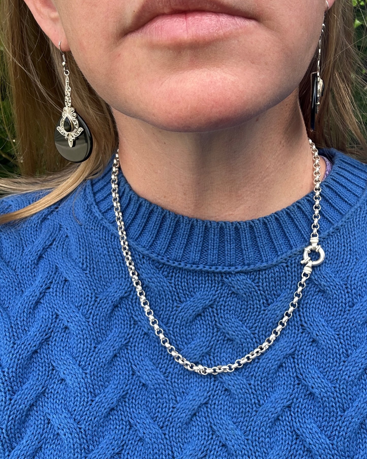 Silver Belcher Chain With Italian Bolt Claps and large finals, 21.2g, 50cm