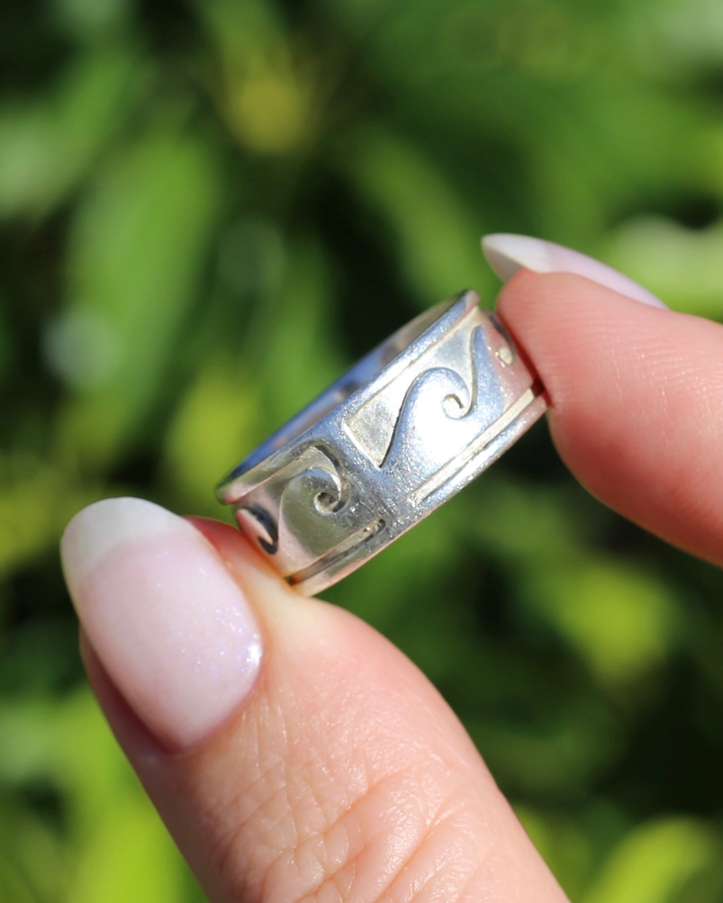 Chunky Sterling Silver Wave Ring, size U or 10 (fits more like an S1/2 or T)