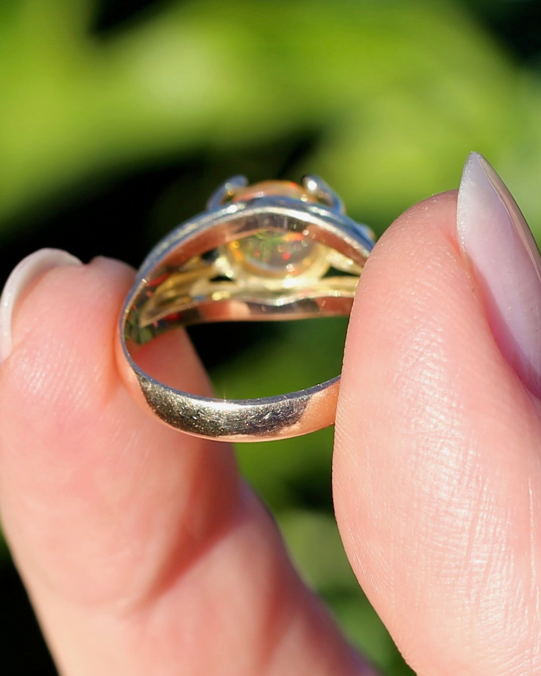 Mexican Opal Cabochon Ring, 14ct Yellow Gold, size 6 or L1/2