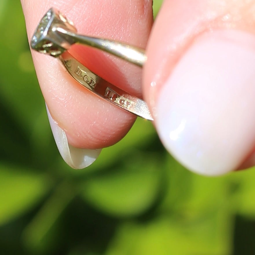 Early Australian Old Cut Diamond Solitaire by H. G. Rogers, 18ct White and Yellow Gold, size 9.5 or just over S1/2