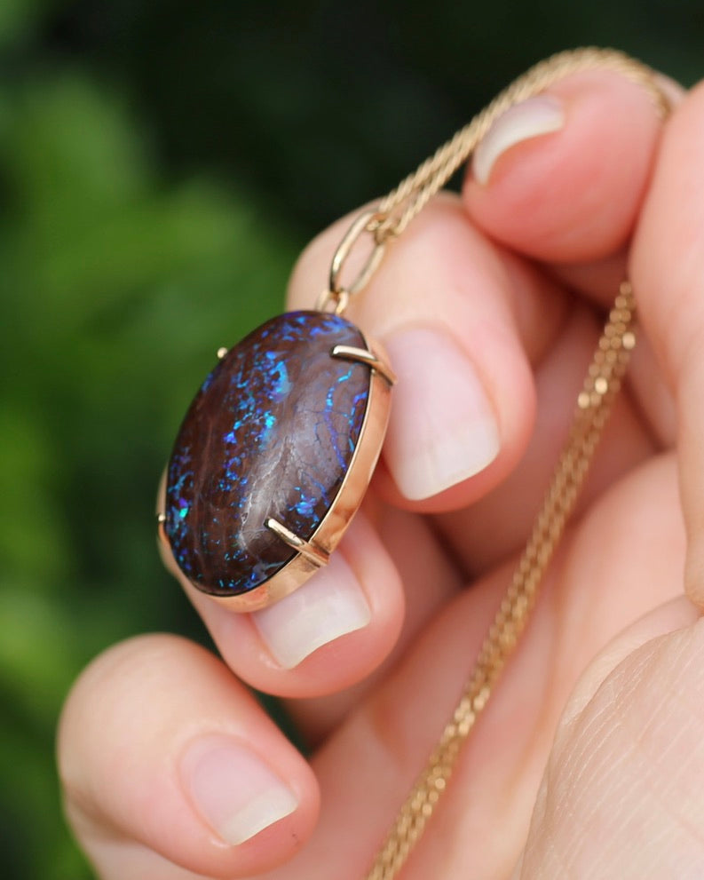 Australian Boulder Opal Pendant, 9ct Yellow Gold, 5.41g