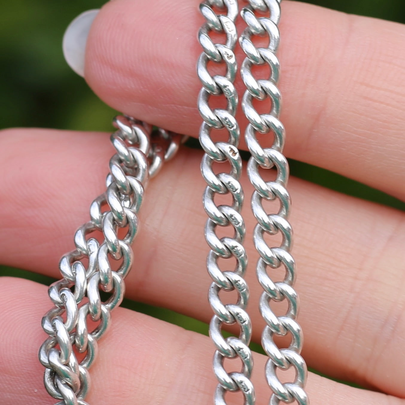 Antique Silver Watch Chain 1925 with 1896-97 Fob, 42cm, 29.8g