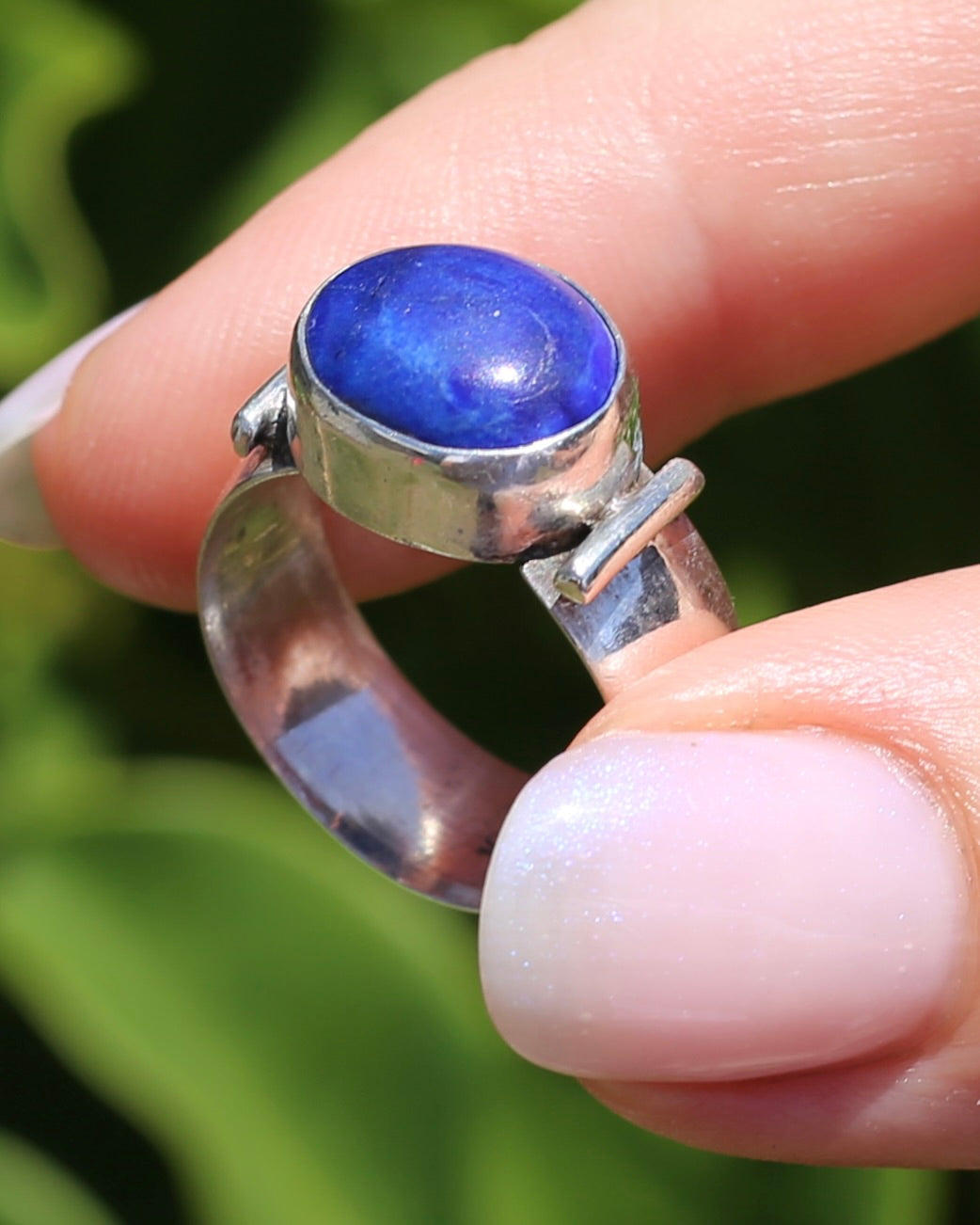 East West Set Oval Lapis Lazuli, Sterling Silver, size P or 7.5 fits about N-N1/2 due to width, 6.12g