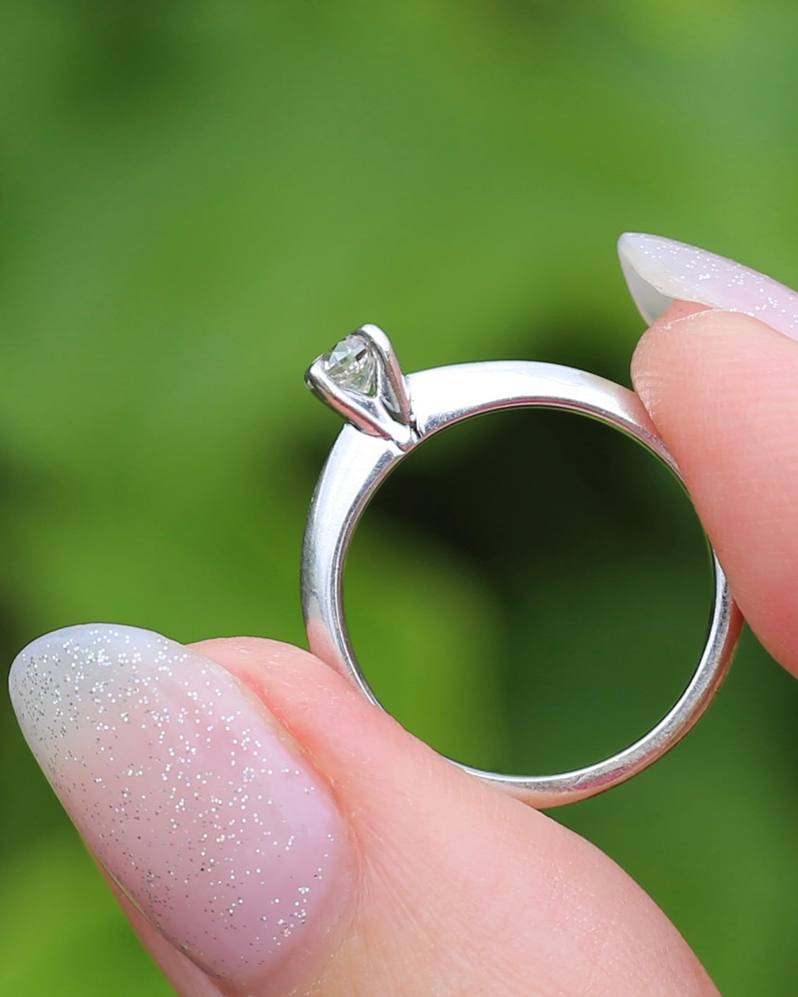 0.2ct Natural Diamond Solitaire, Talon Claw Set, 9ct White Gold, size 5 or J1/2, 2.2g