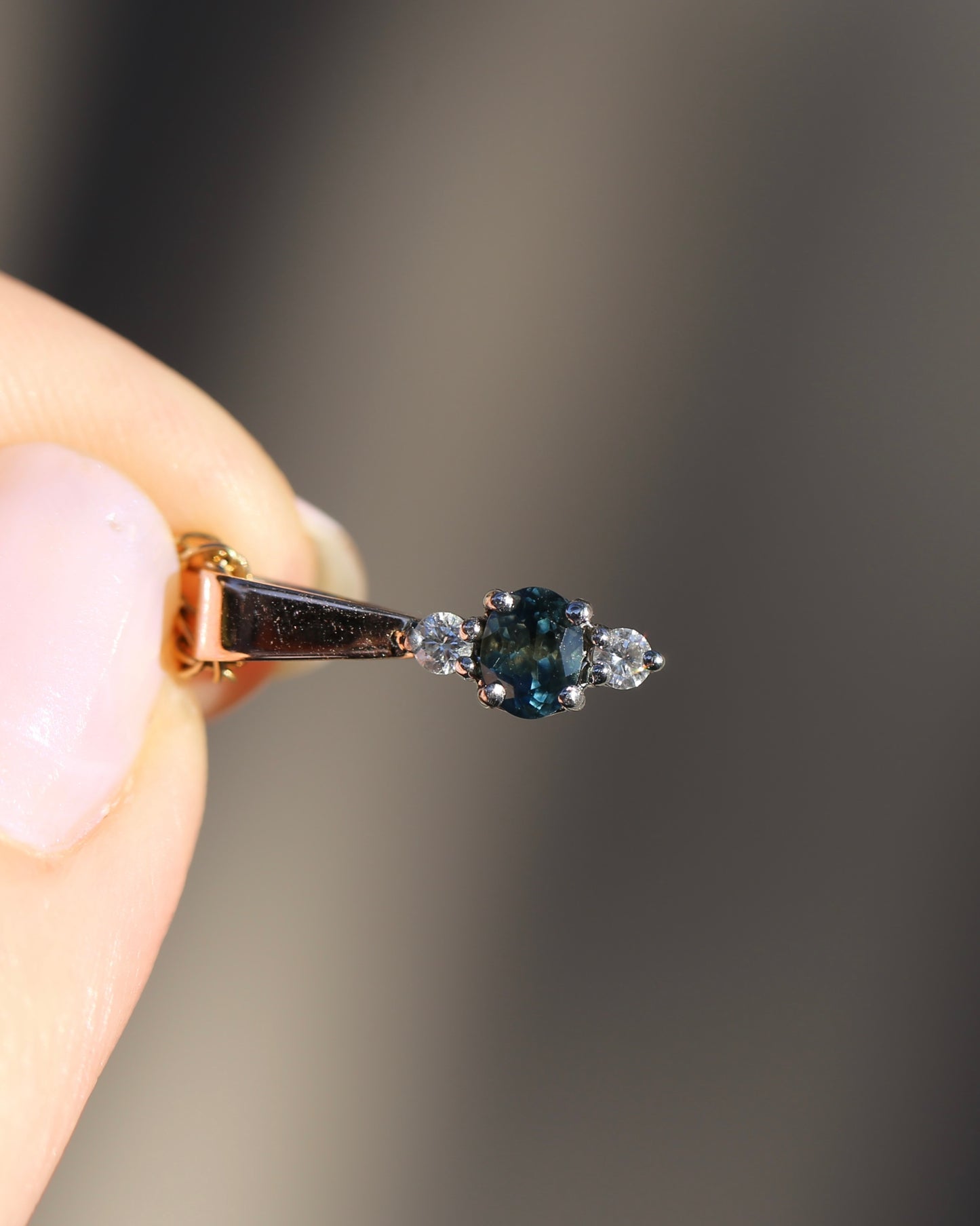 Vintage 0.55ct Parti Sapphire and 0.11ct Diamond Trilogy Pendant, 1.00g