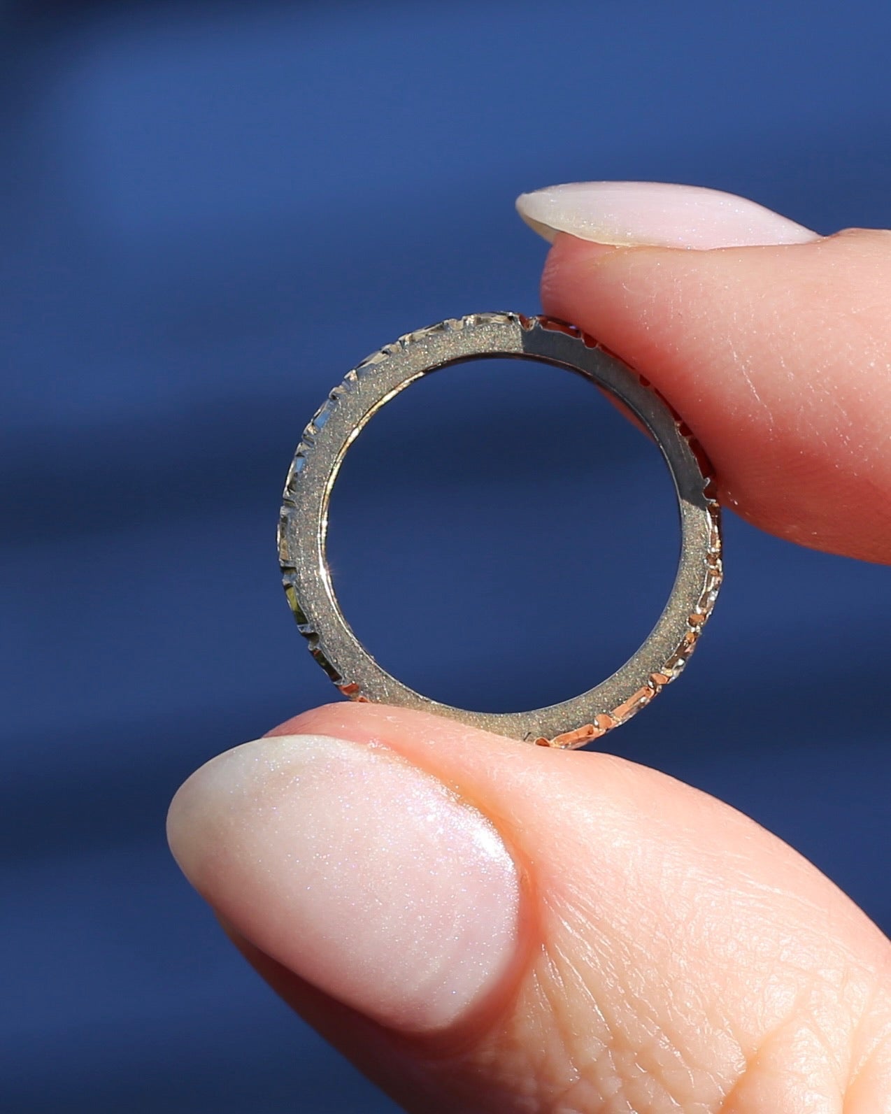 Vintage 1950s Style White Spinel Eternity Ring, 9ct Yellow Gold, size J or 4.75