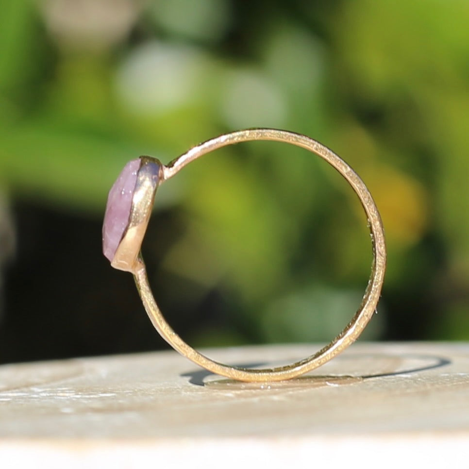 Rose Cut Pink Sapphire Ring, 14ct Rose Gold, size 6 or L1/2