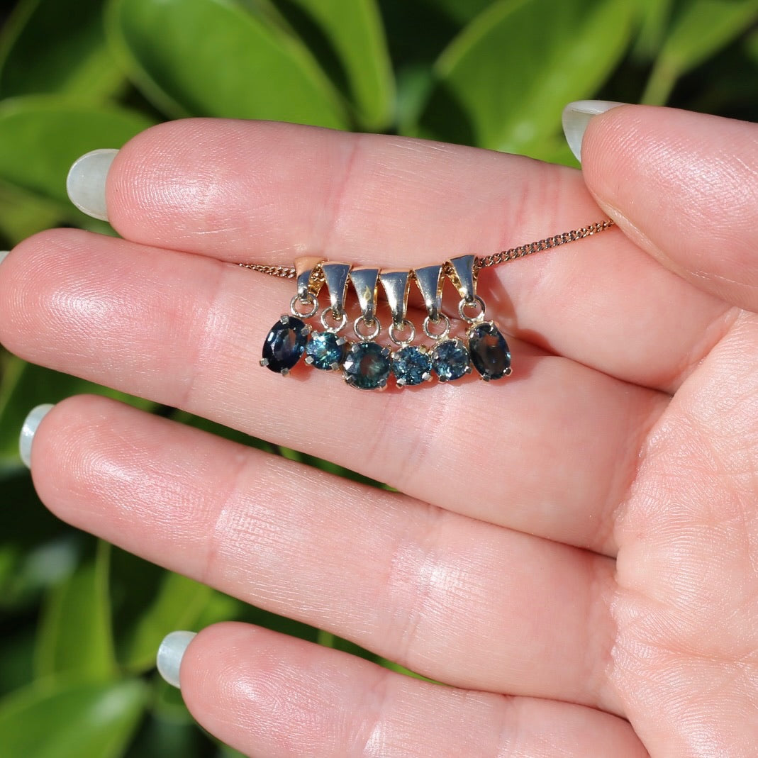 Parti pendants, 4 claw, 9ct yellow gold