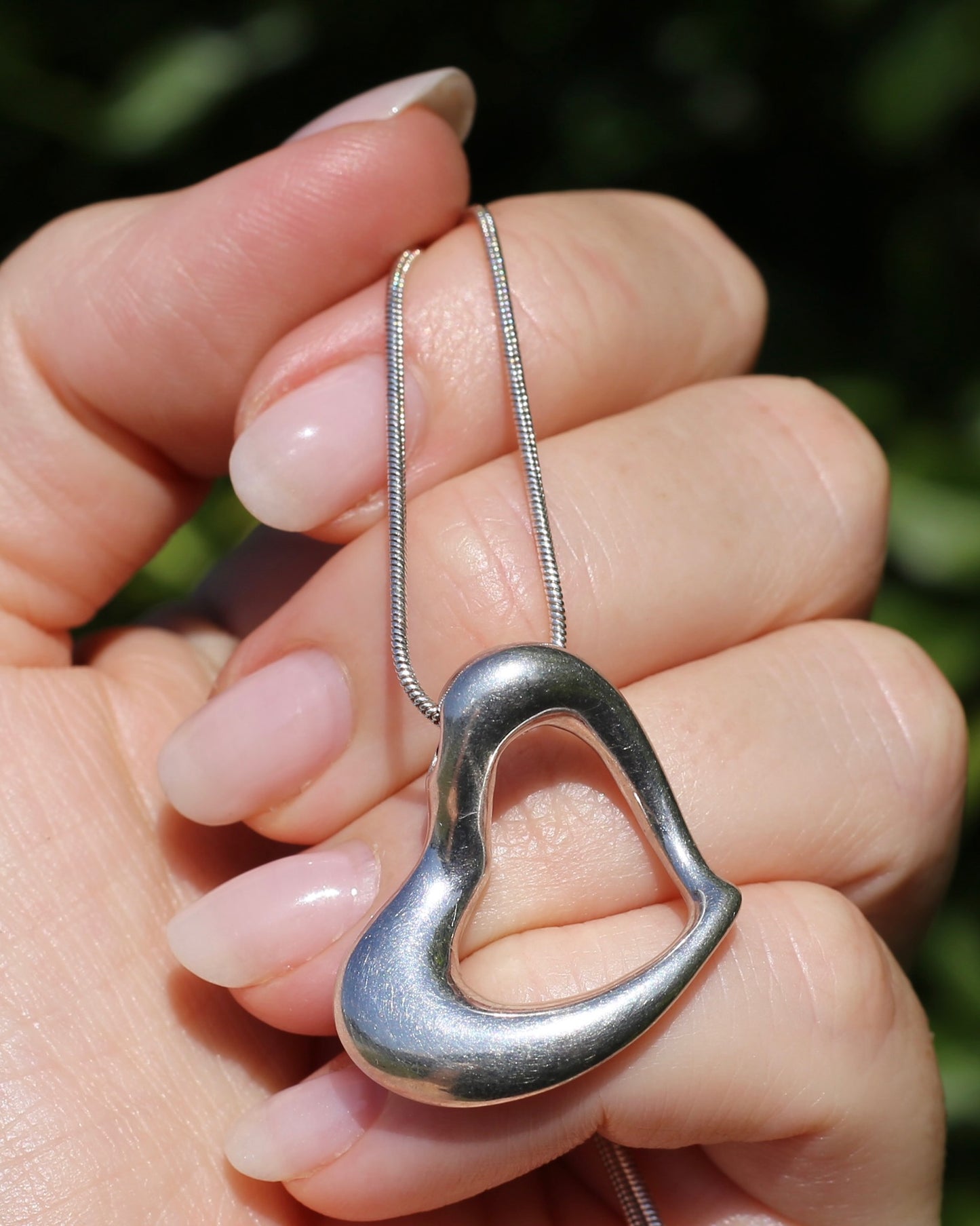 Chunky Heart Slider Pendant on Silver Snake Chain, 16.28g