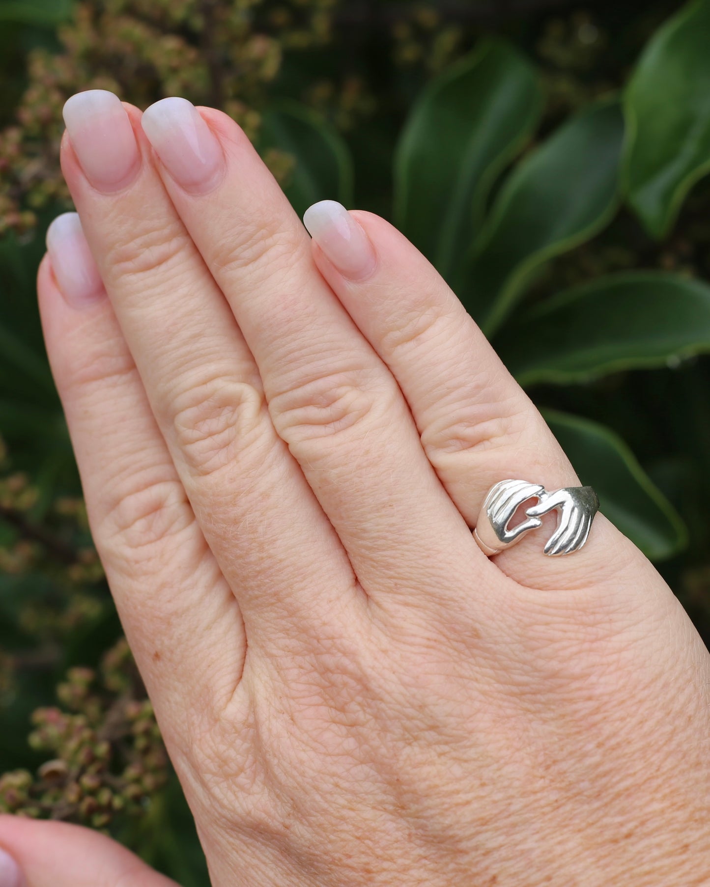 Modern Fede or Gimmel Ring, Sterling Silver, size L1/2 or 6, 3.8g