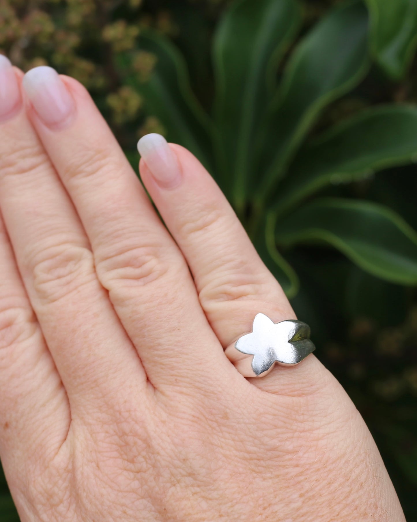Chunky Vintage Silver Star Ring, Sterling Silver, size L or 5.75, 9.78g