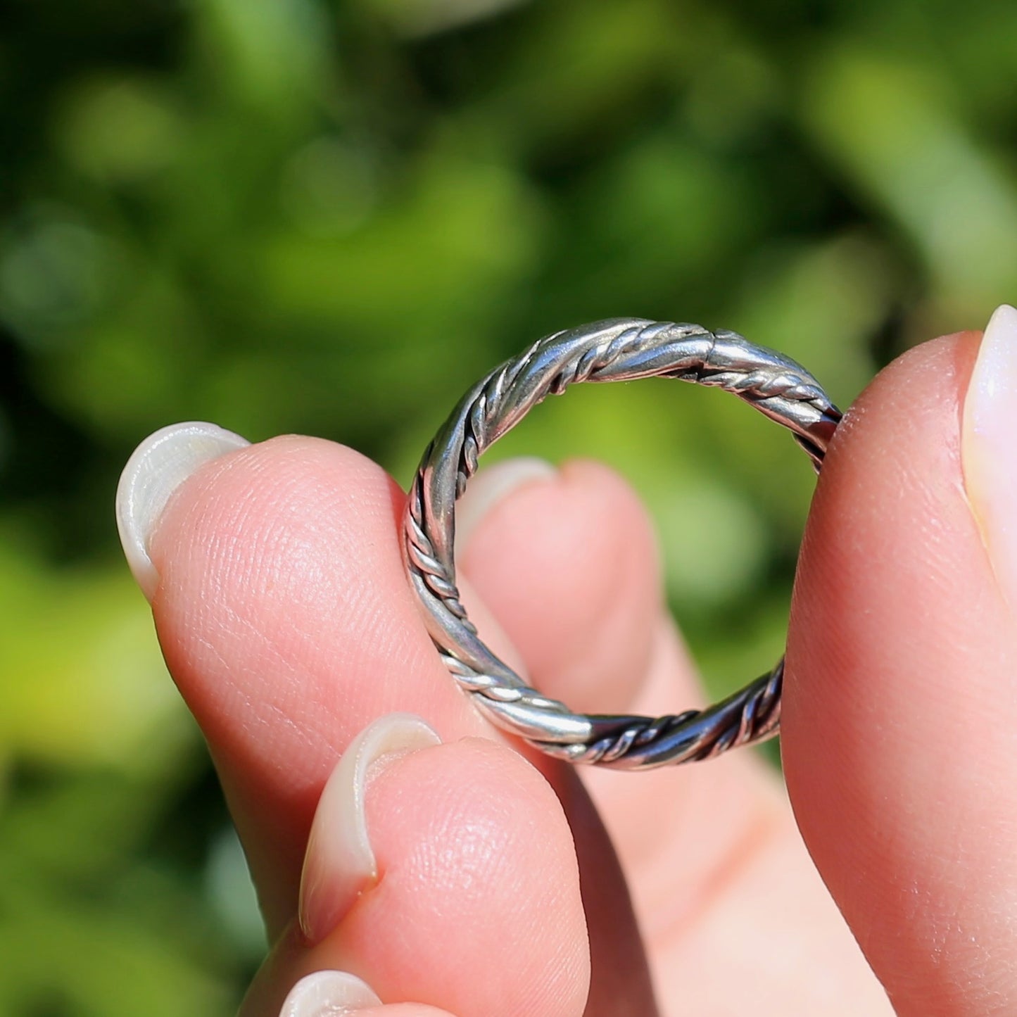 Twisted Rope Ring, Sterling Silver, size O or 7.25