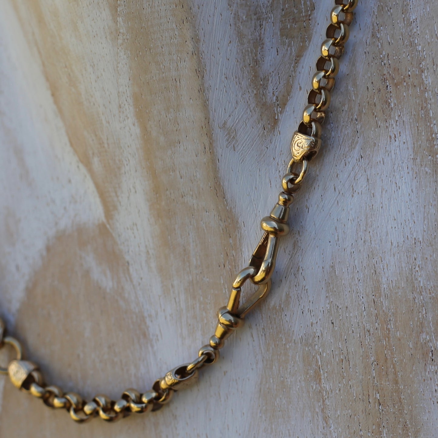 Vintage Belcher Chain with Gorgeous links and Double Albert Clasp, 9ct Gold, 49cm 23.62g