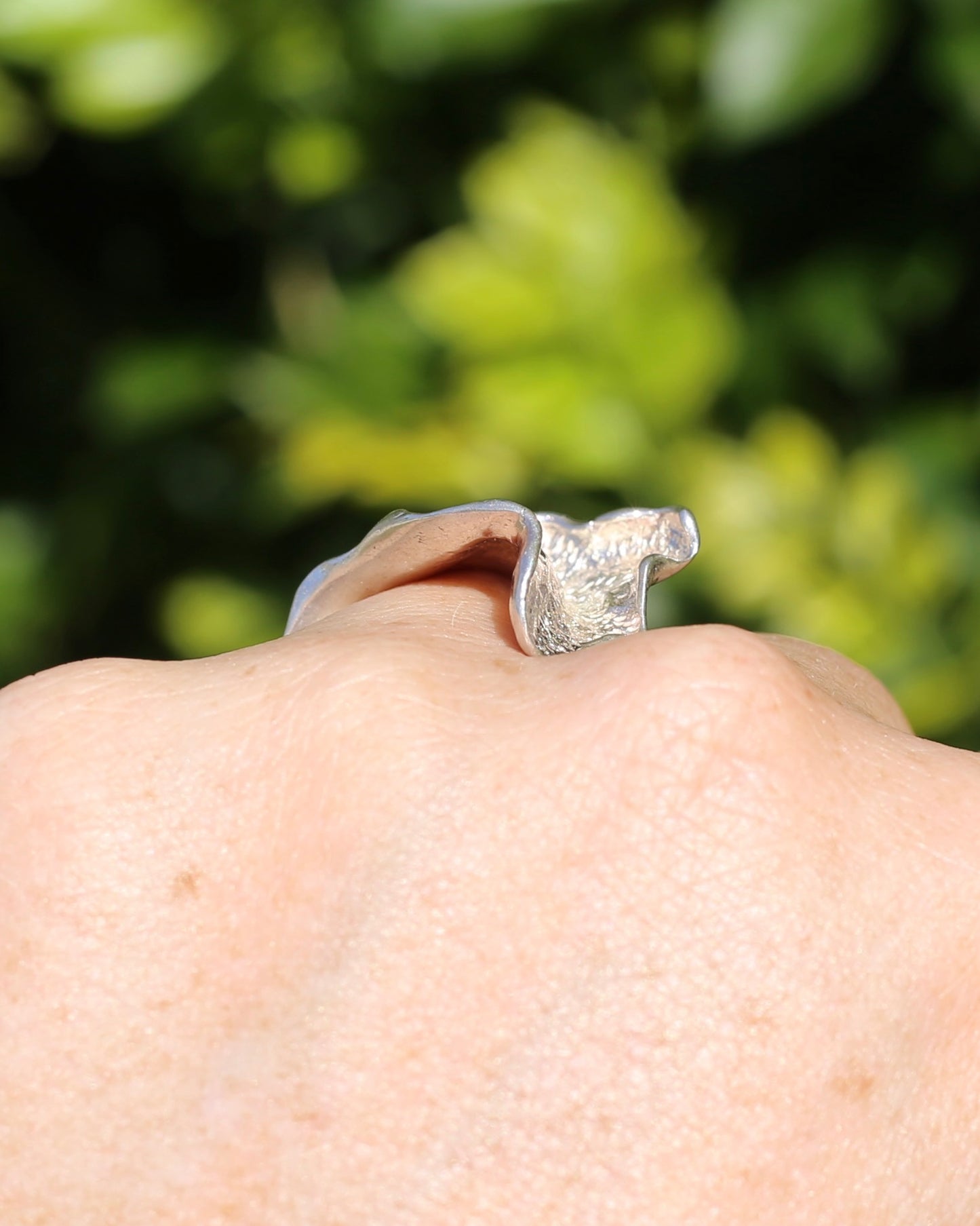 Modernist Silver Ring, size P or 7.5, 9.7g