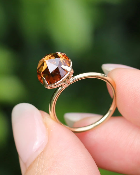 3.87ct Rose Cut Australian Zircon Ring, Claw Set in 9ct Yellow Gold, size 5.25 or K, 2.40g
