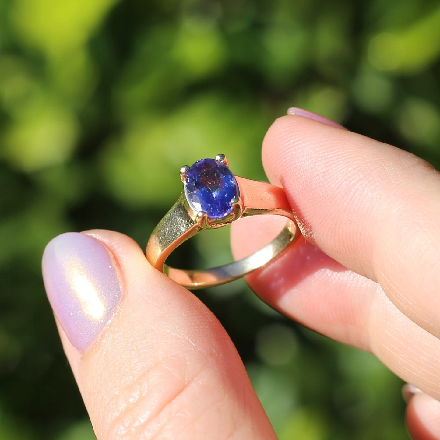 1.25ct Oval Tanzanite Ring, 14ct Yellow Gold, size N or just over 6.5