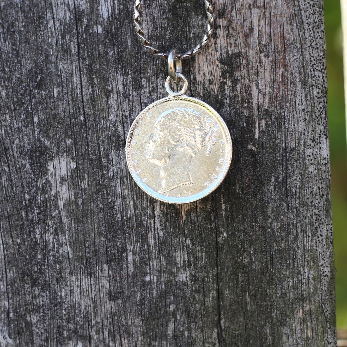 Keep Your Temper Gambling Token Pendant - Queen Victoria Reverse, Silver and 9ct Gold