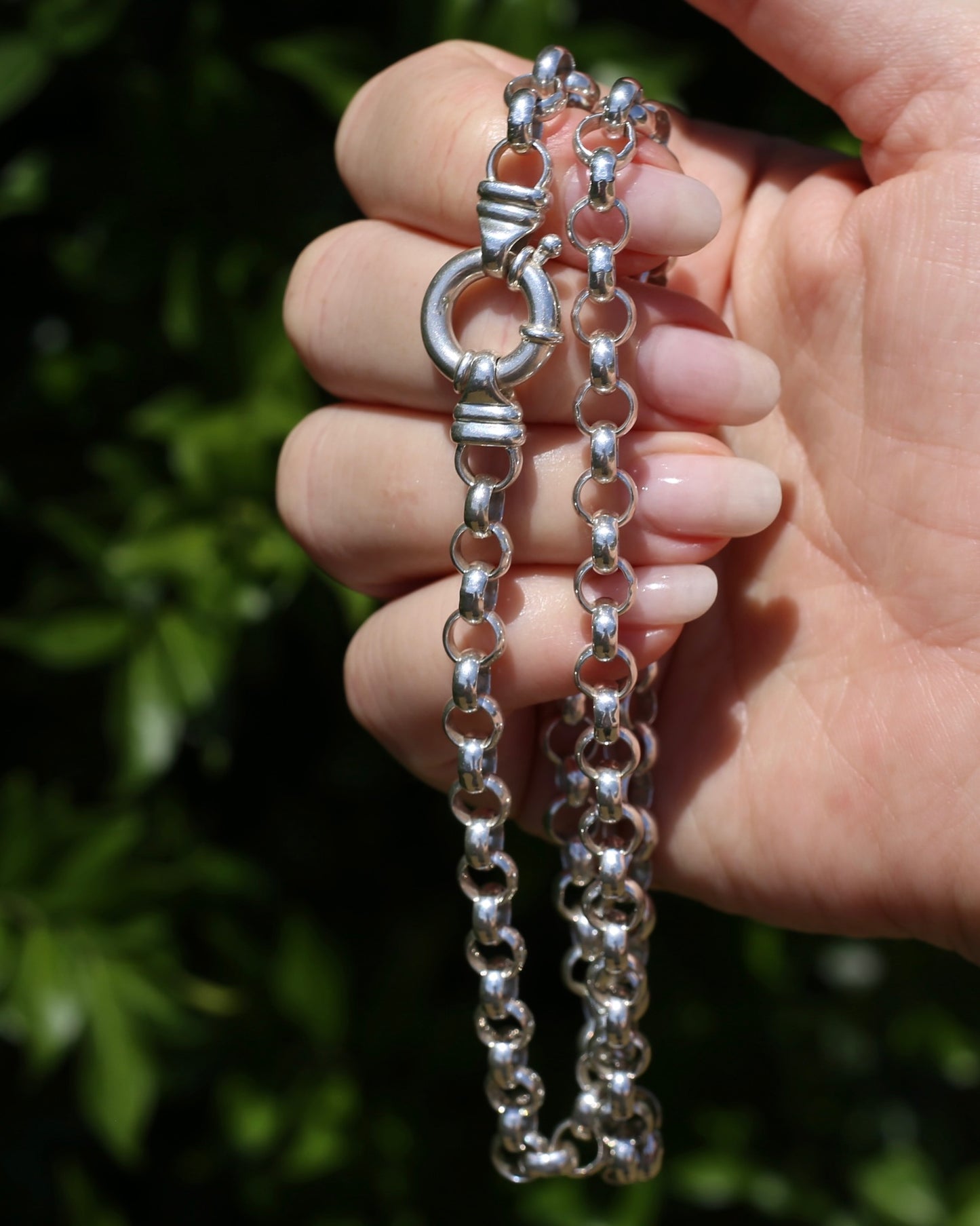 Chunky Silver Belcher Chain With Italian Bolt Clasp and large finals, 41.4g, 52cm