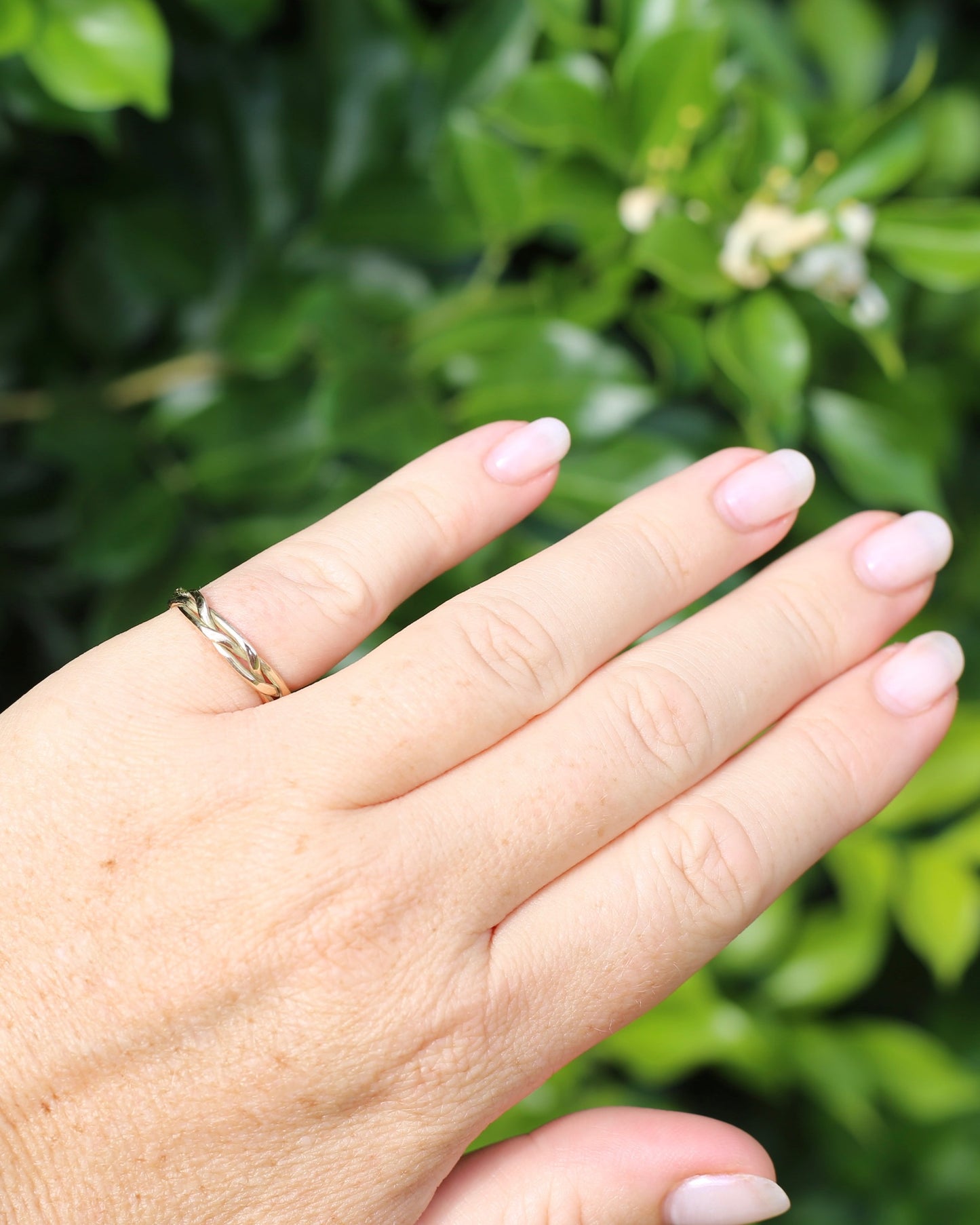 Reclaimed 9ct Yellow Gold Plaited Band, size N or 6.75