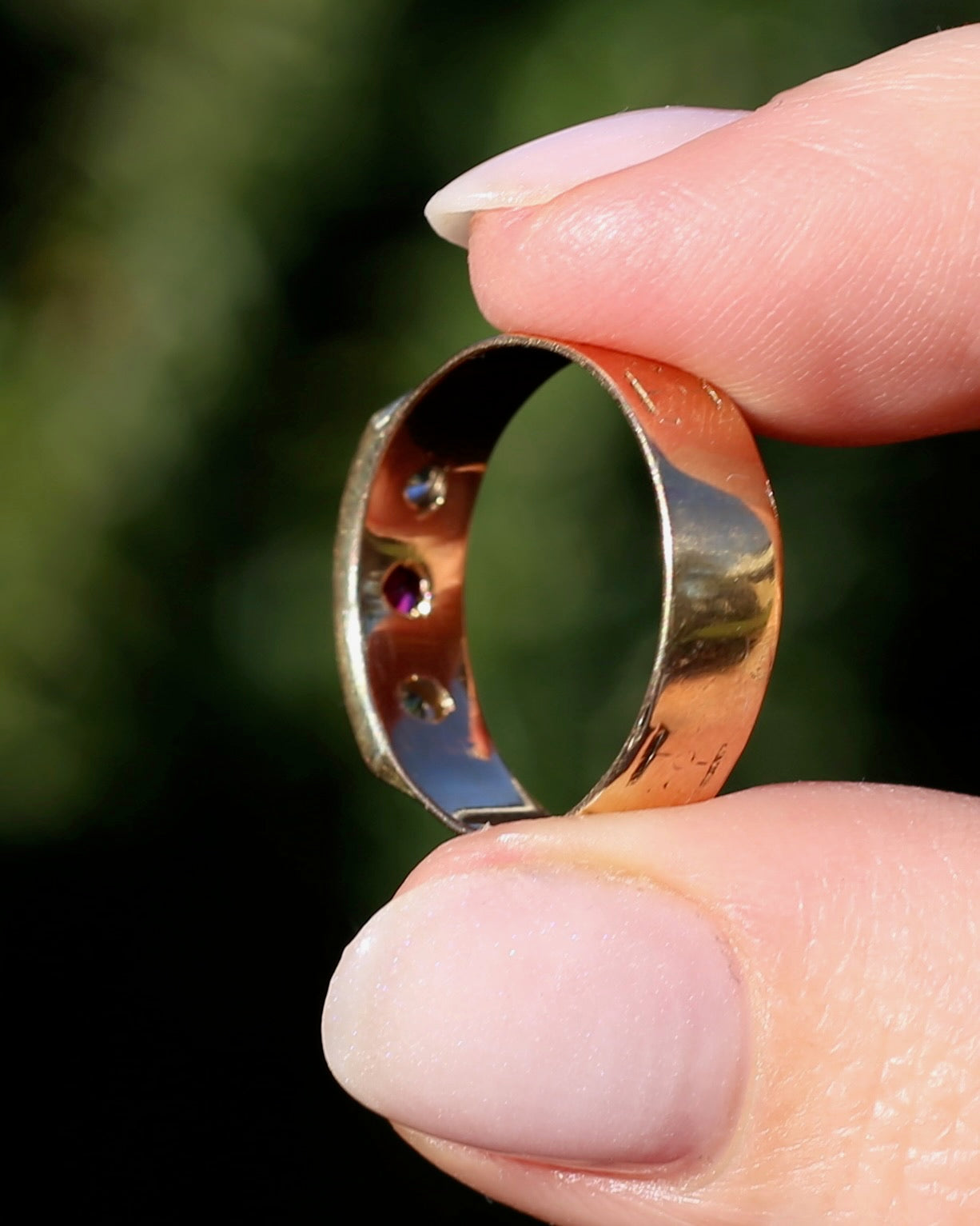 1873 15ct Band with 18ct Trilogy Old Cut Star Set Addition, 15 & 18ct Gold, size R1/2 or 8.75 (fits slightly smaller)
