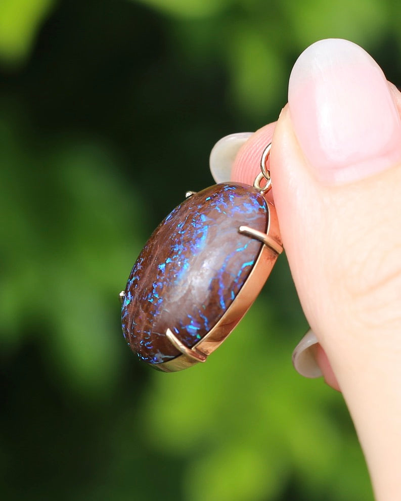 Australian Boulder Opal Pendant, 9ct Yellow Gold, 5.41g