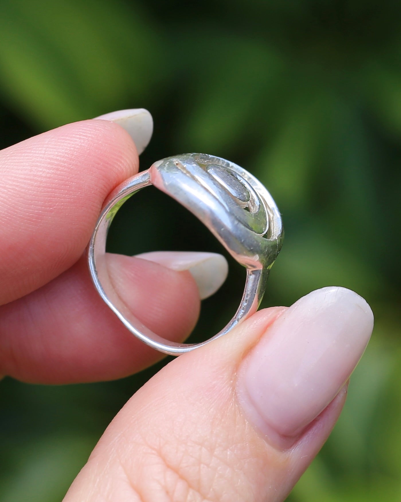 Silver Swirl Ring, Sterling Silver, size R1/2 or nearly 9, 6.6g