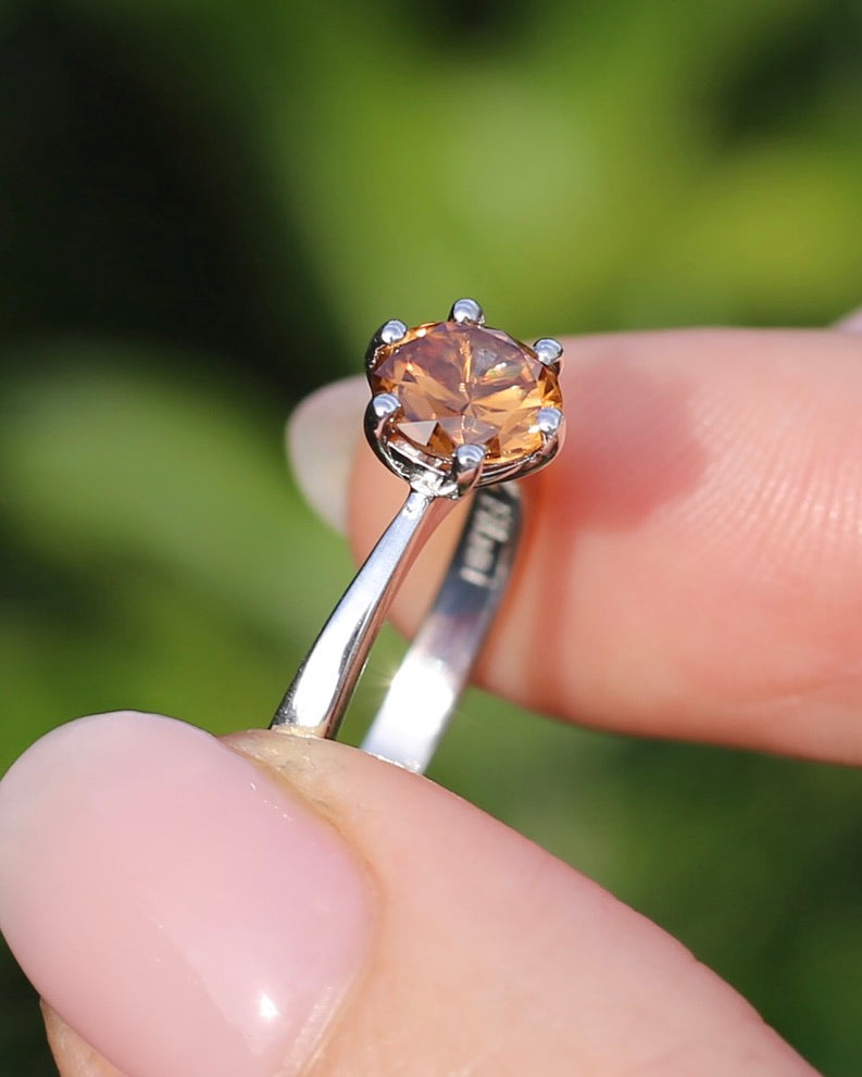 1.9ct Australian Zircon Solitaire, 6 claw set Sterling Silver, size P1/2 or 8, 3.0g