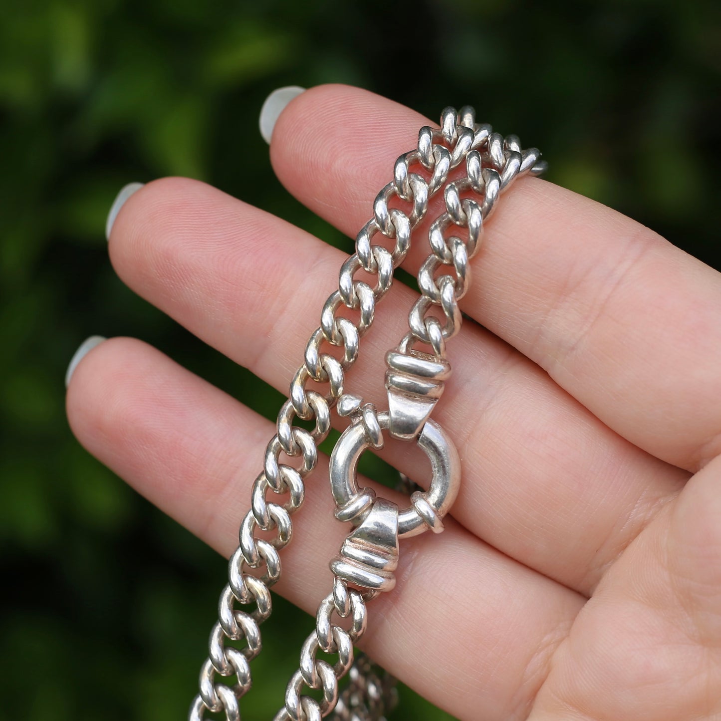 Silver Curb Chain with Italian Bolt Clasp, 45cm, 52.1g