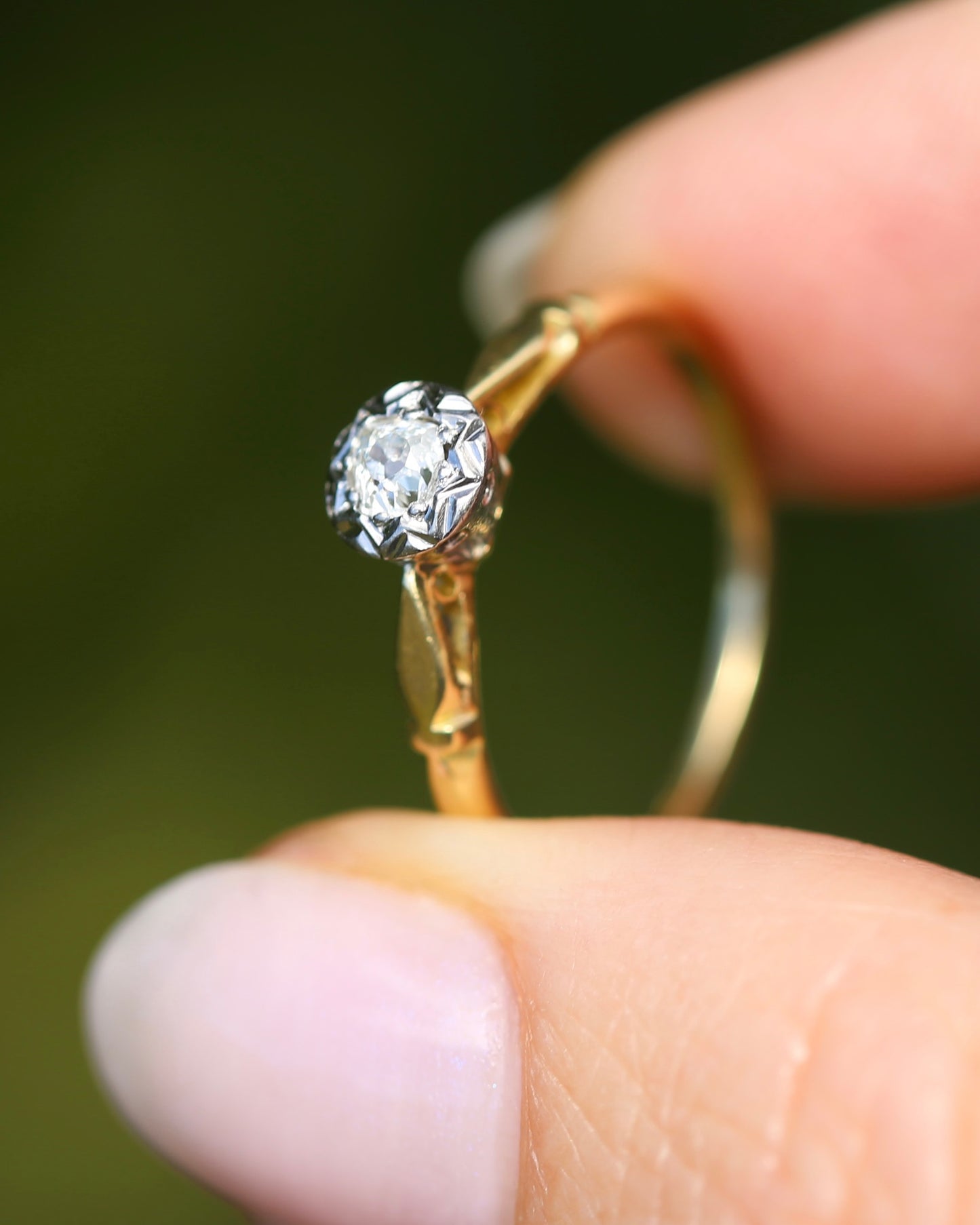 Circa 1930s Old Cut Solitaire, 18ct Yellow Gold and Diamond, size 7 or N1/2