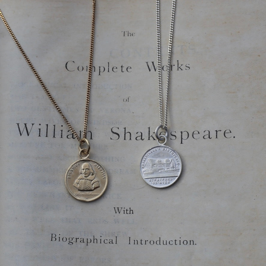 PRE-ORDER until Monday 18th Nov. The Bard - A Replica Pendant of a Token Memorialising the Life of Shakespeare, Silver and Gold.