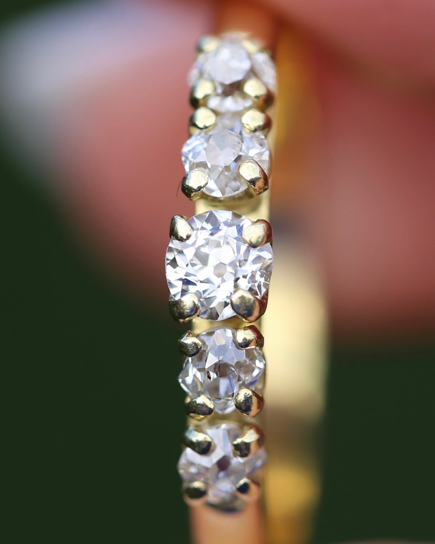 Five Stone Old Cut Diamond Ring approx 0.85ct, Claw Set, 18ct Yellow Gold, size T or 9.5