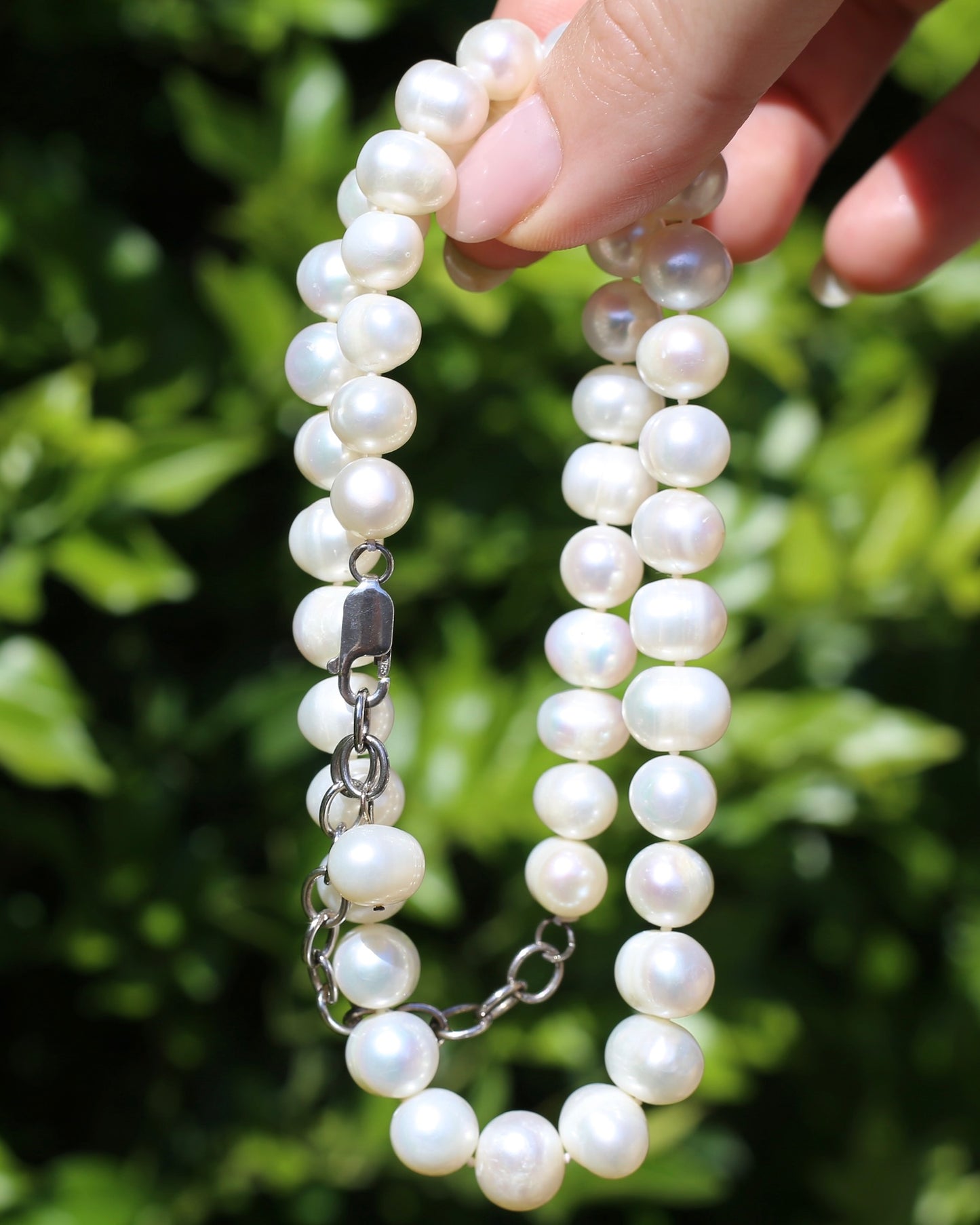 Freshwater Pearl and Silver Necklace, 44-50cm variable length, 57.5g