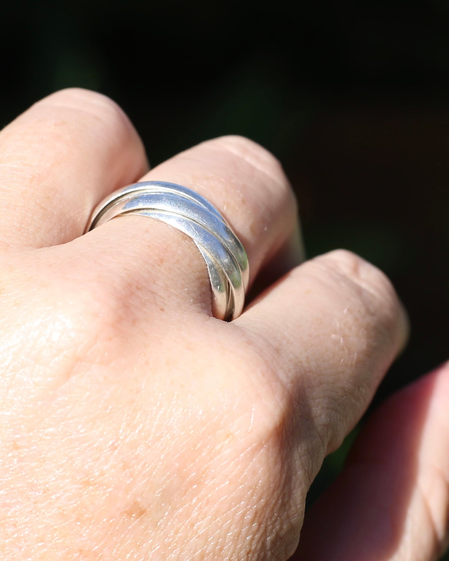 5 Ring Russian Wedding Ring, Sterling Silver, Size T1/2 or 9.75, 5.95g