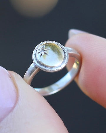 Mixed Metal Diamond Set Signet, 9ct Yellow Gold and Sterling Silver, size D1/2 or 2.25, 1.76g