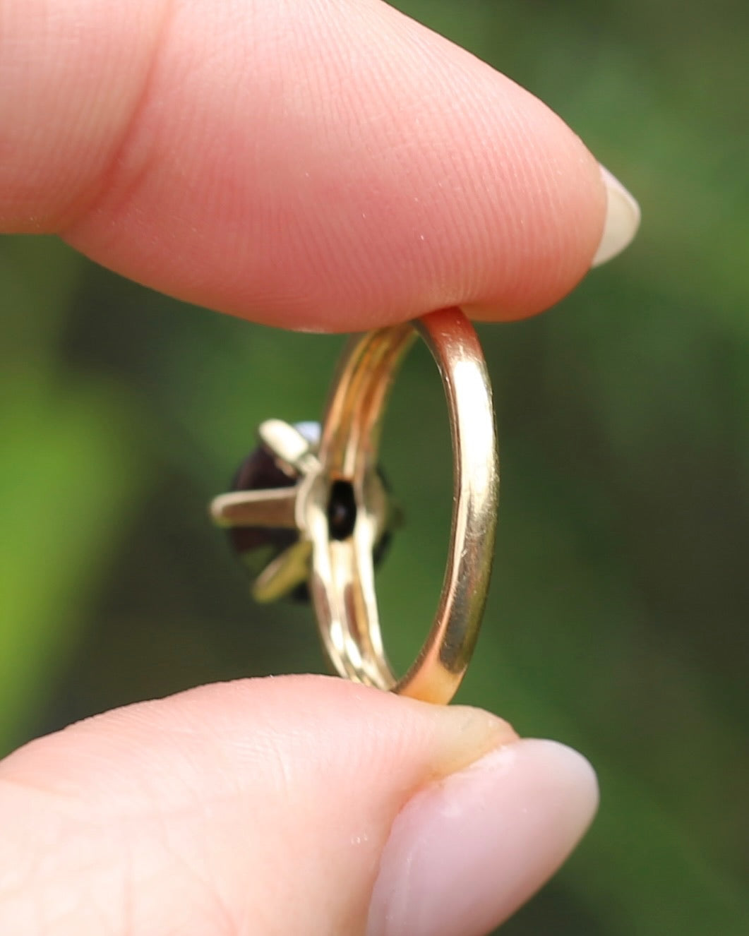 Black Moissanite Solitaire, 6 claw set 14ct Yellow Gold, size N1/2 or nearly 7, 3.63g