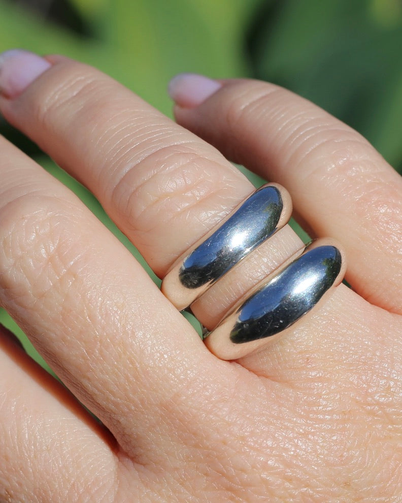 Structural Double Band Silver Ring, Sterling Silver, size R1/2 or just under 9, 12g