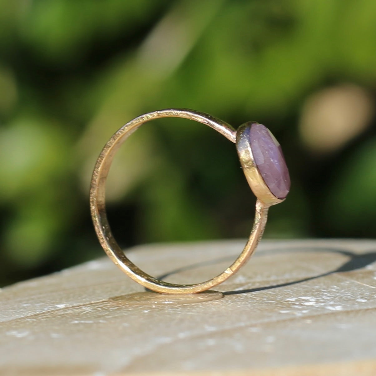 Rose Cut Pink Sapphire Ring, 14ct Rose Gold, size 6 or L1/2