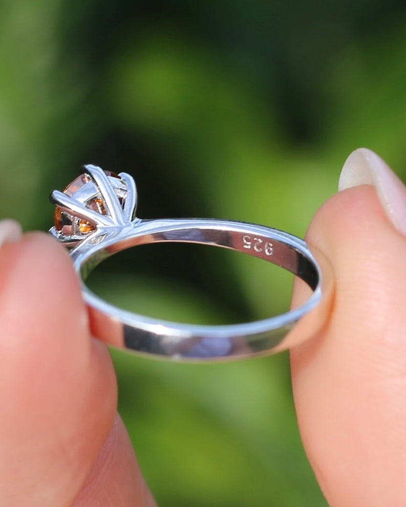 1.9ct Australian Zircon Solitaire, 6 claw set Sterling Silver, size P1/2 or 8, 3.0g