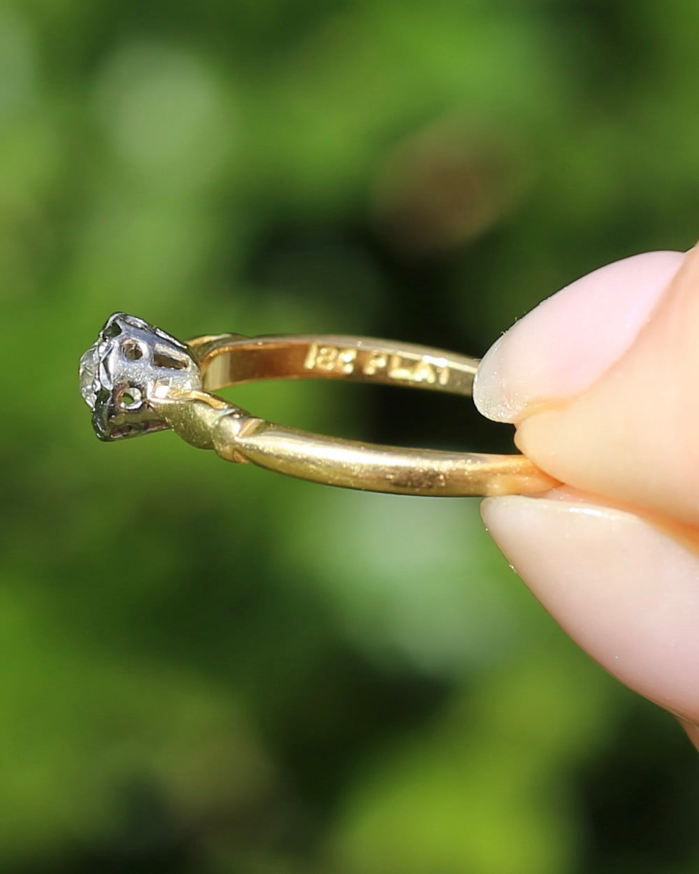 Circa 1930s Old Cut Solitaire, 18ct Yellow Gold and Diamond, size 7 or N1/2