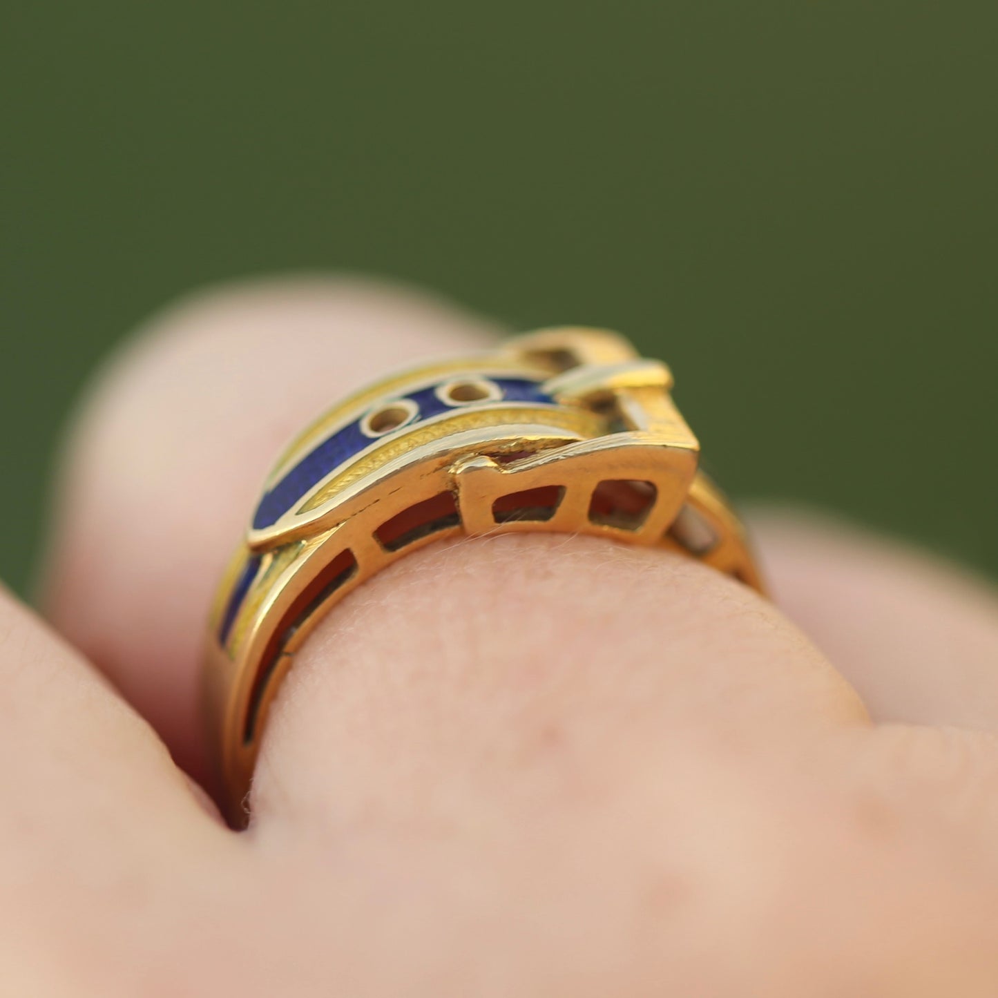 Victorian Enamel Buckle Ring size N1/2 or 7