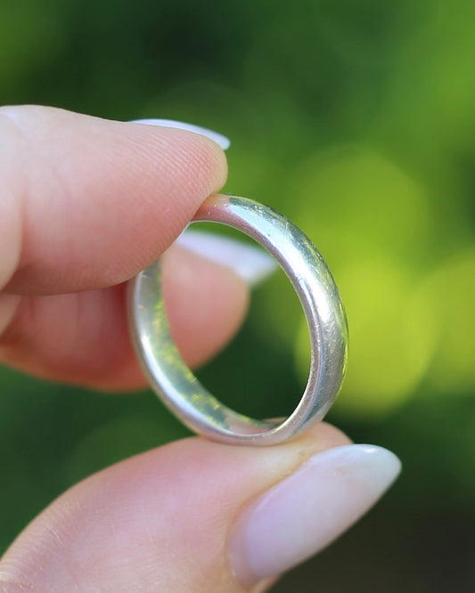 4mm Chunky Half Round Silver Band, Sterling Silver, Size Q or 8.25, 4.5g