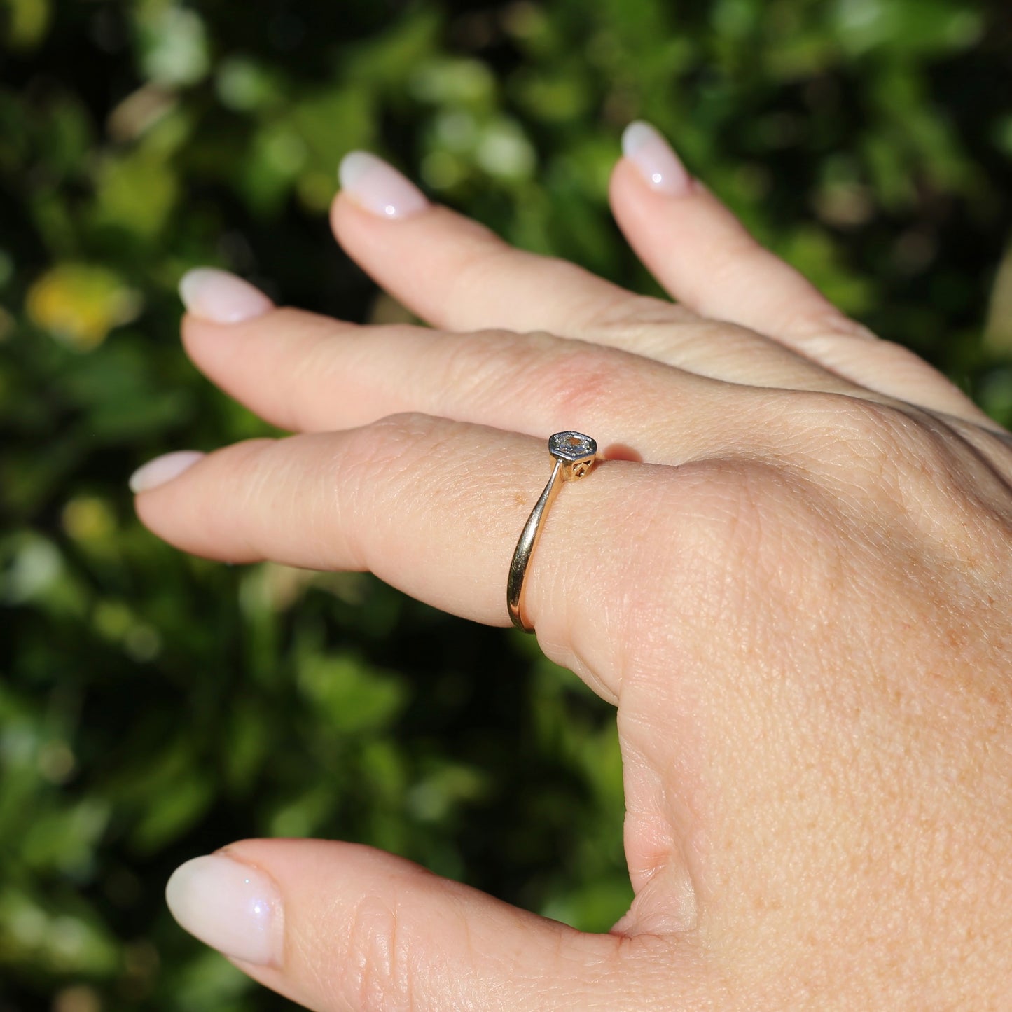 Early Australian Old Cut Diamond Solitaire by H. G. Rogers, 18ct White and Yellow Gold, size 9.5 or just over S1/2