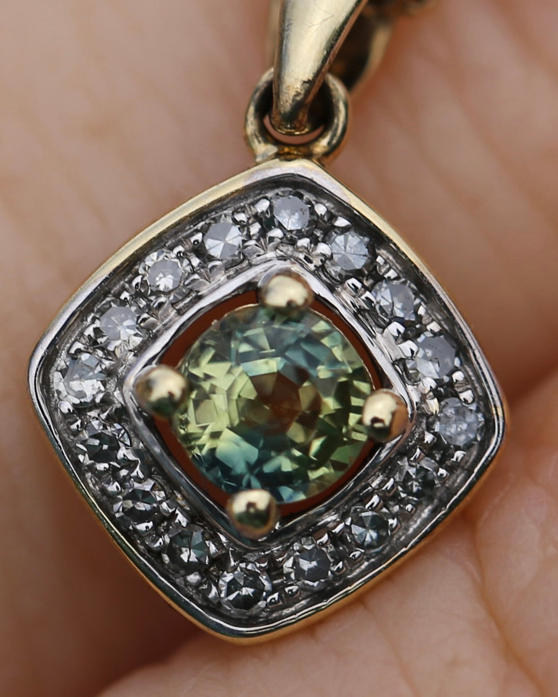 0.45ct Parti and Diamond Pendant, 9ct Yellow and White Gold, 0.9g