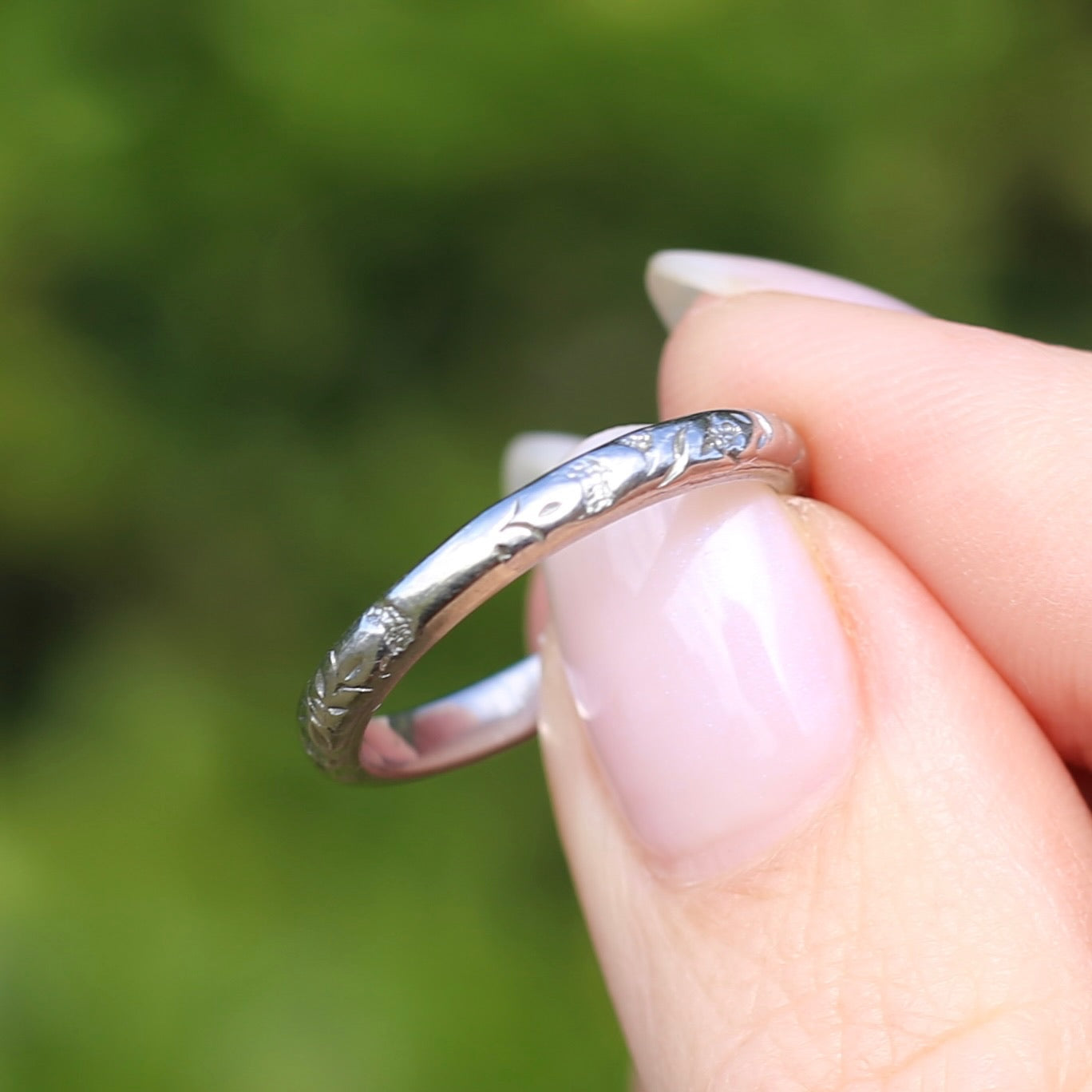 1940s Palladium Orange Blossom Wedding Ring, Palladium, size R1/2 or 9