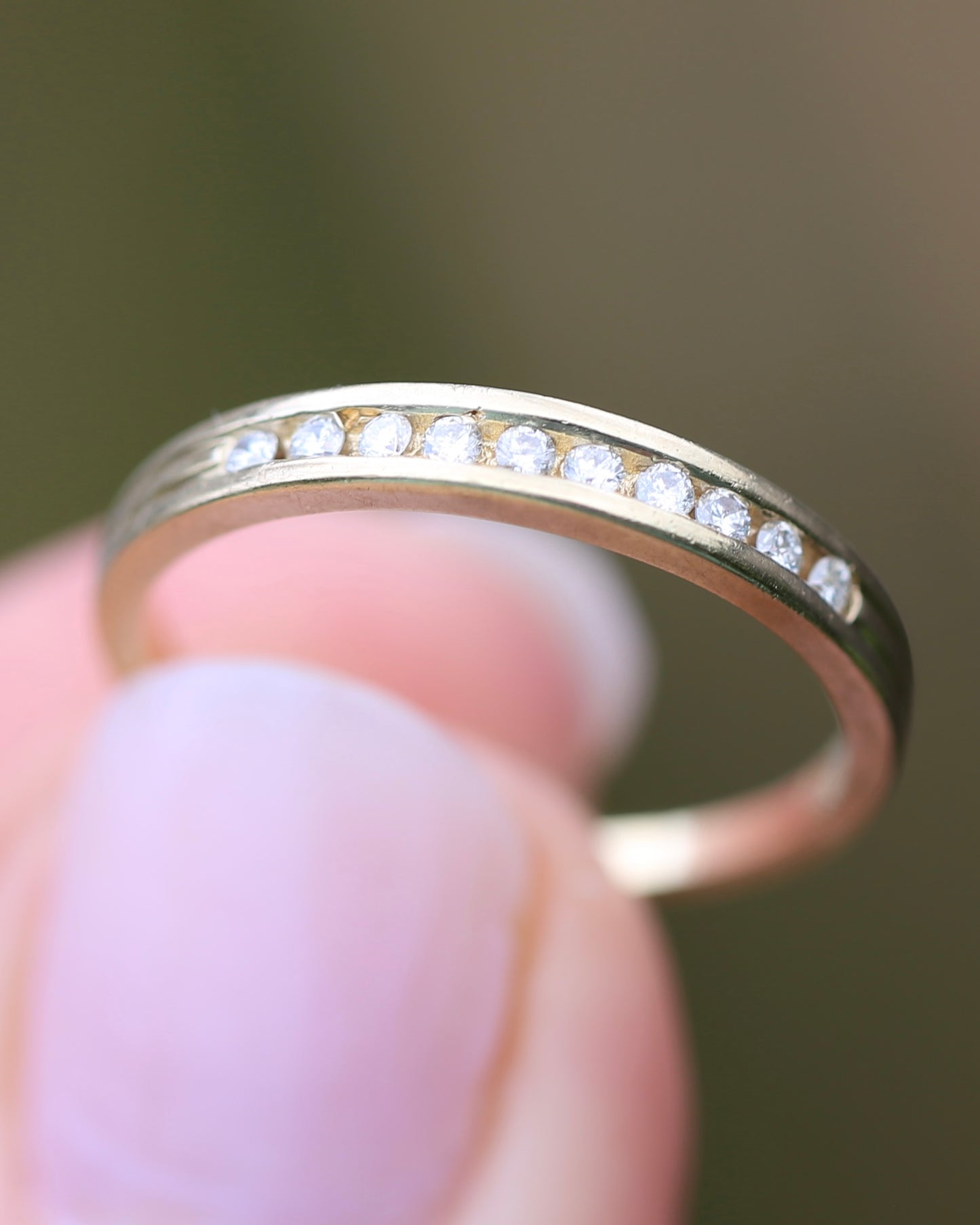 0.2ct Channel Set Natural Diamond Band, 9ct Yellow Gold, size P or just over 7.5, 1.78g