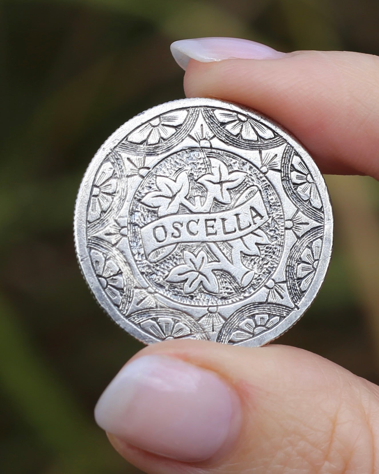 Antique Love Token Oscella Brooch 1900 British India One Rupee, 10.9g