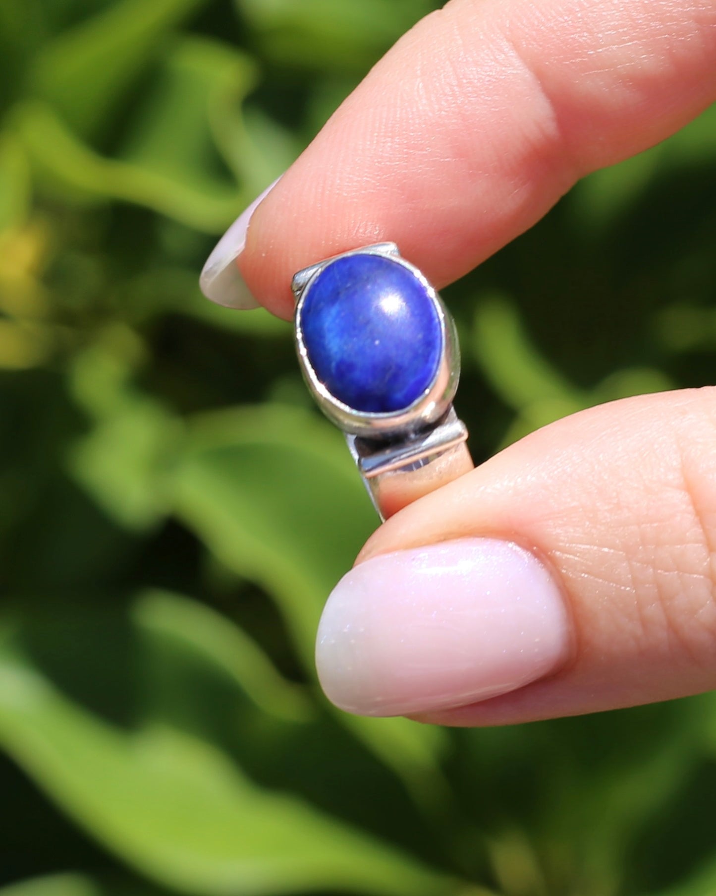 East West Set Oval Lapis Lazuli, Sterling Silver, size P or 7.5 fits about N-N1/2 due to width, 6.12g