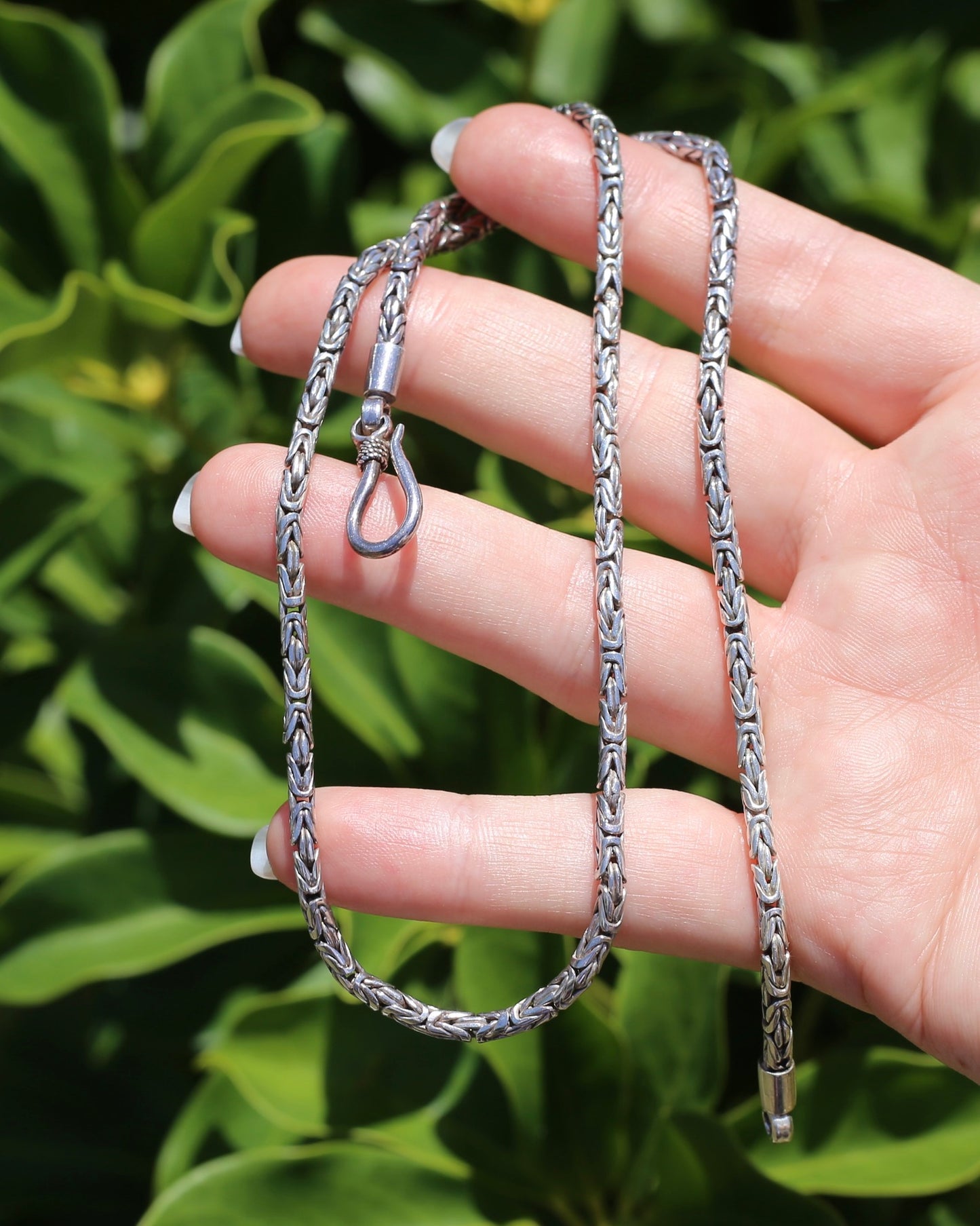 Sterling Silver Byzantine Silver Necklace with Hook Clasp, 51cm or 20 inches, 27.28g