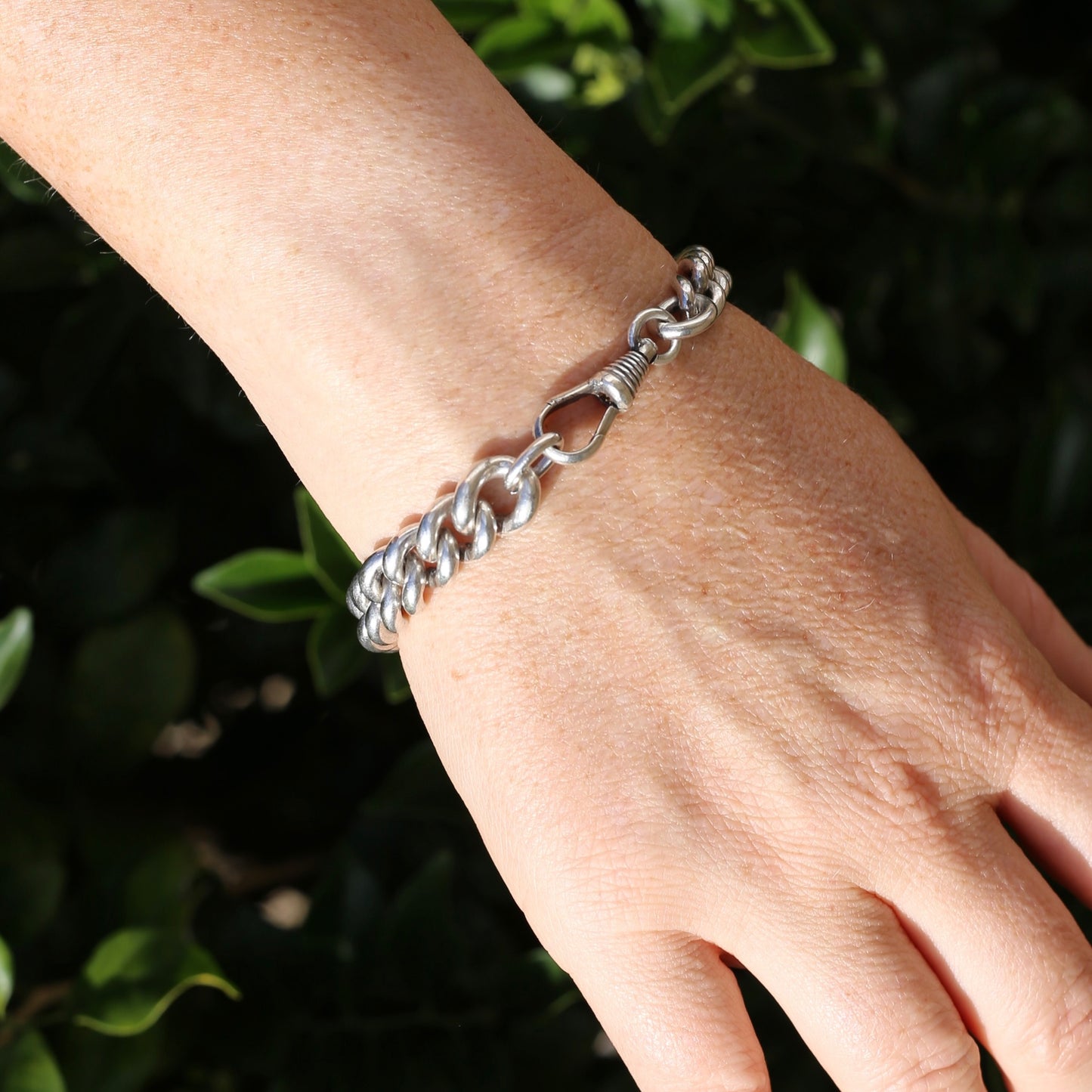 Vintage Silver Graduated Curb Chain Bracelet or Extender, 44.7g, 8 inches or just over 20cm